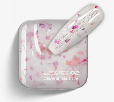 Gel Lack - Milky Rubber Base With Flakes 02 - HEMA Free