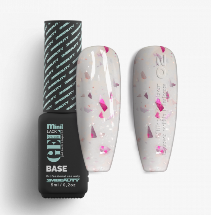 Gel Lack - Milky Rubber Base With Flakes 02 - HEMA Free